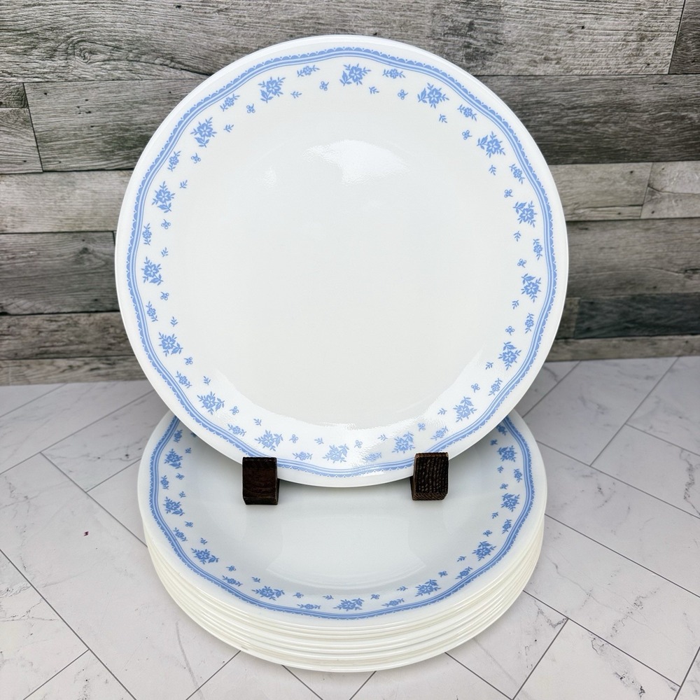 Corelle Morning Blue Floral Dinner Plates  10.25" - Blue Flowers Set of 10